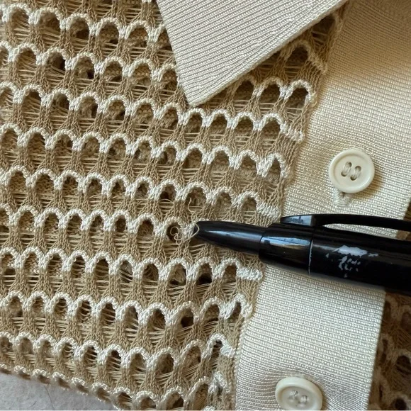 COS Mesh Crochet Polo Shirt Top S NWOT - Picture 11 of 11